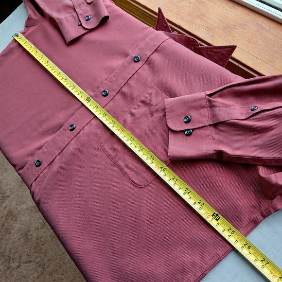 Joseph & Feiss Burgundy Long Sleeve Button-Up Shirt 17 32/33 non iron cotton MW - Picture 9 of 13